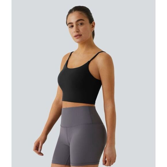 Halara Basic Padded Workout Cropped Tank Top in Black Size M NWT - Picture 3 of 9